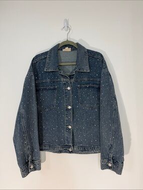 Dark Blue Polka-Dot Denim Jacket